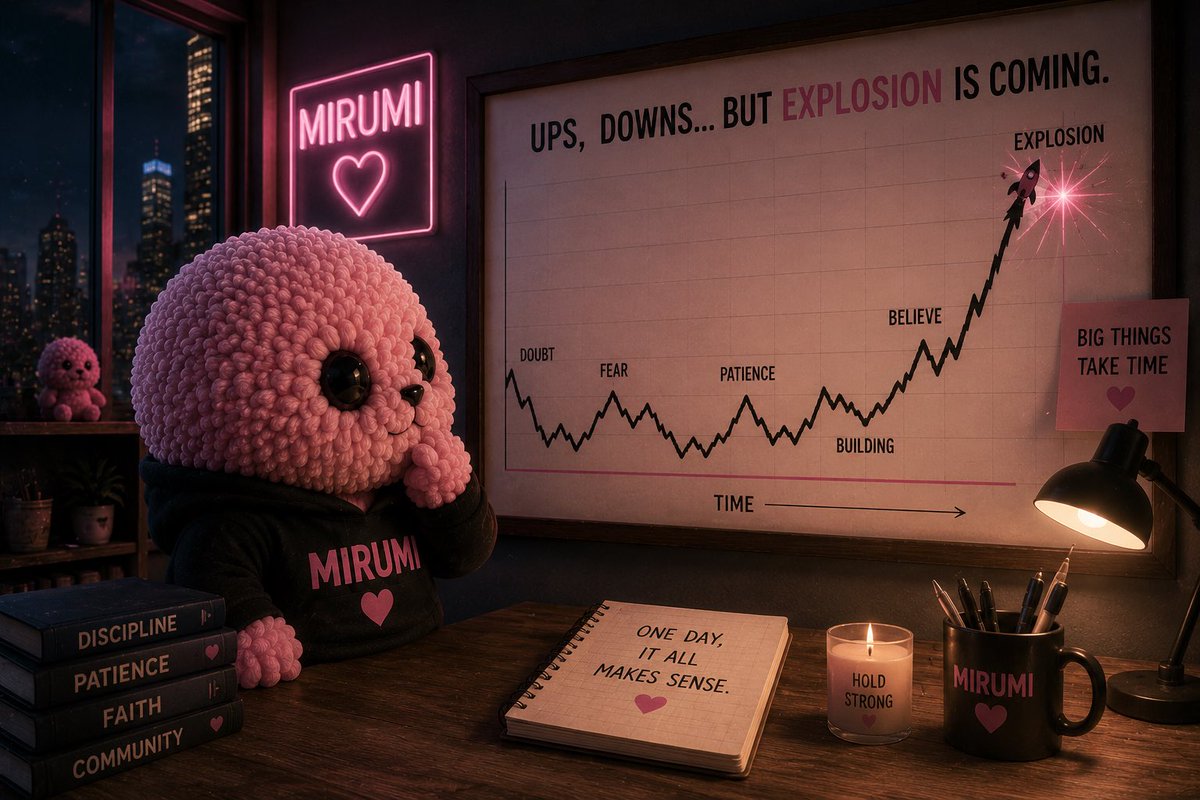alz695's tweet photo. every chart has ups and downs.

the difference is:
some people see fear,
others see the future of $Mirumi https://t.co/7uALhtOtDT