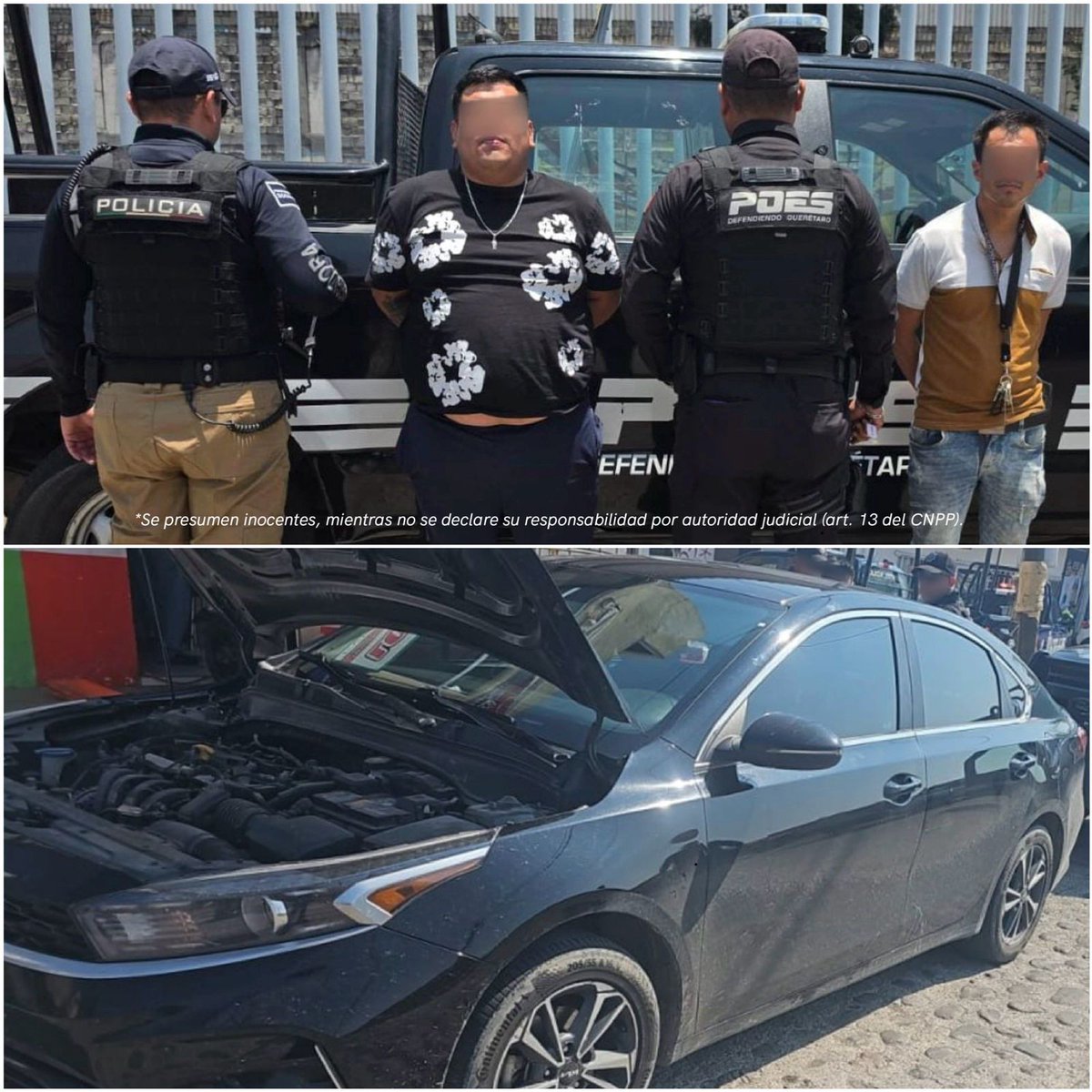 POESQro's tweet photo. Resultado del Operativo A.R.M.A. en conjunto con @SSPMCORREGIDORA, en Lomas de Balvanera se detuvo a los dos tripulantes de un auto presuntamente relacionado con hechos delictivos; uno de los individuos contaba con orden de aprehensión vigente. Se remitieron a la Fiscalía. https://t.co/Tkv3RdoVIF