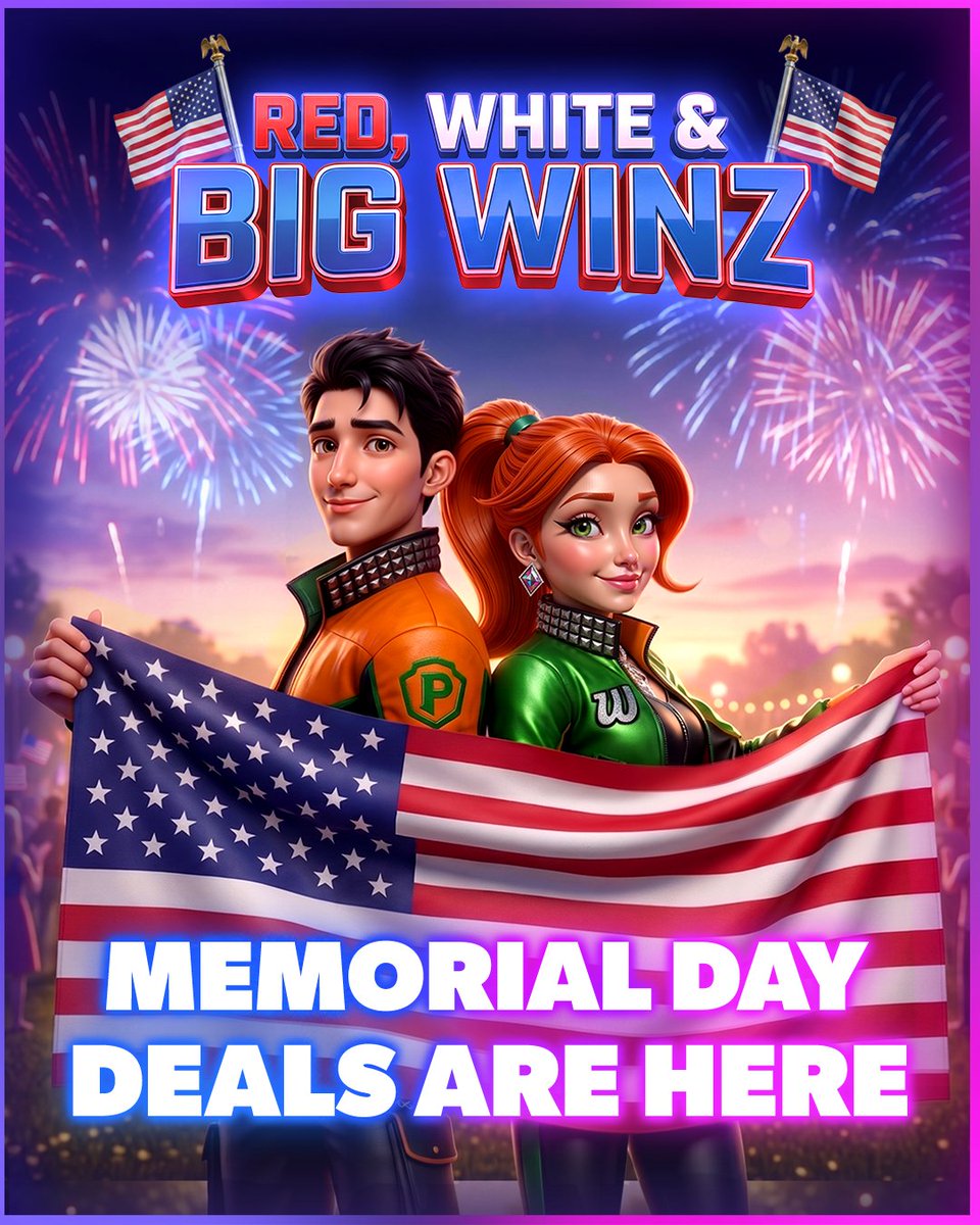 winzoneofficial's tweet photo. 🇺🇸 RED, WHITE &amp; BIG WINZ! 🇺🇸

Our Memorial Day Deals are officially LIVE! 🎉 Add some extra excitement to your holiday with great savings all weekend long. Don't miss out—promos run right through the end of Memorial Day.

Tap the link in our bio to claim yours! 👇✨ #BigWinz https://t.co/aJmCM8B59k