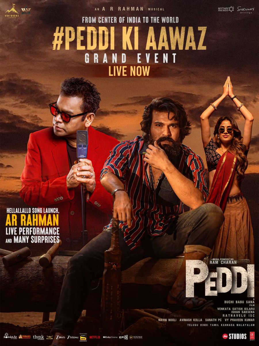 KollyBuzz's tweet photo. The Much Awaited #PeddiKiAawaz INDIA'S BIGGEST MOVIE CONCERT 

LIVE NOW 
https://t.co/qJgl8DKuTm

#PEDDI in cinemas worldwide on 4th June.

#GetReadyForPeddi https://t.co/8ThGSdSzvR