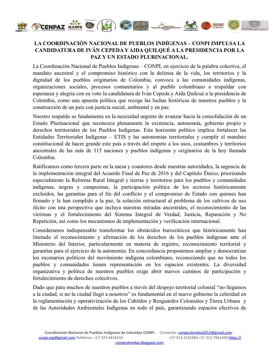 CONPI Coordinación Nacional de Pueblos Indígenas tweet media