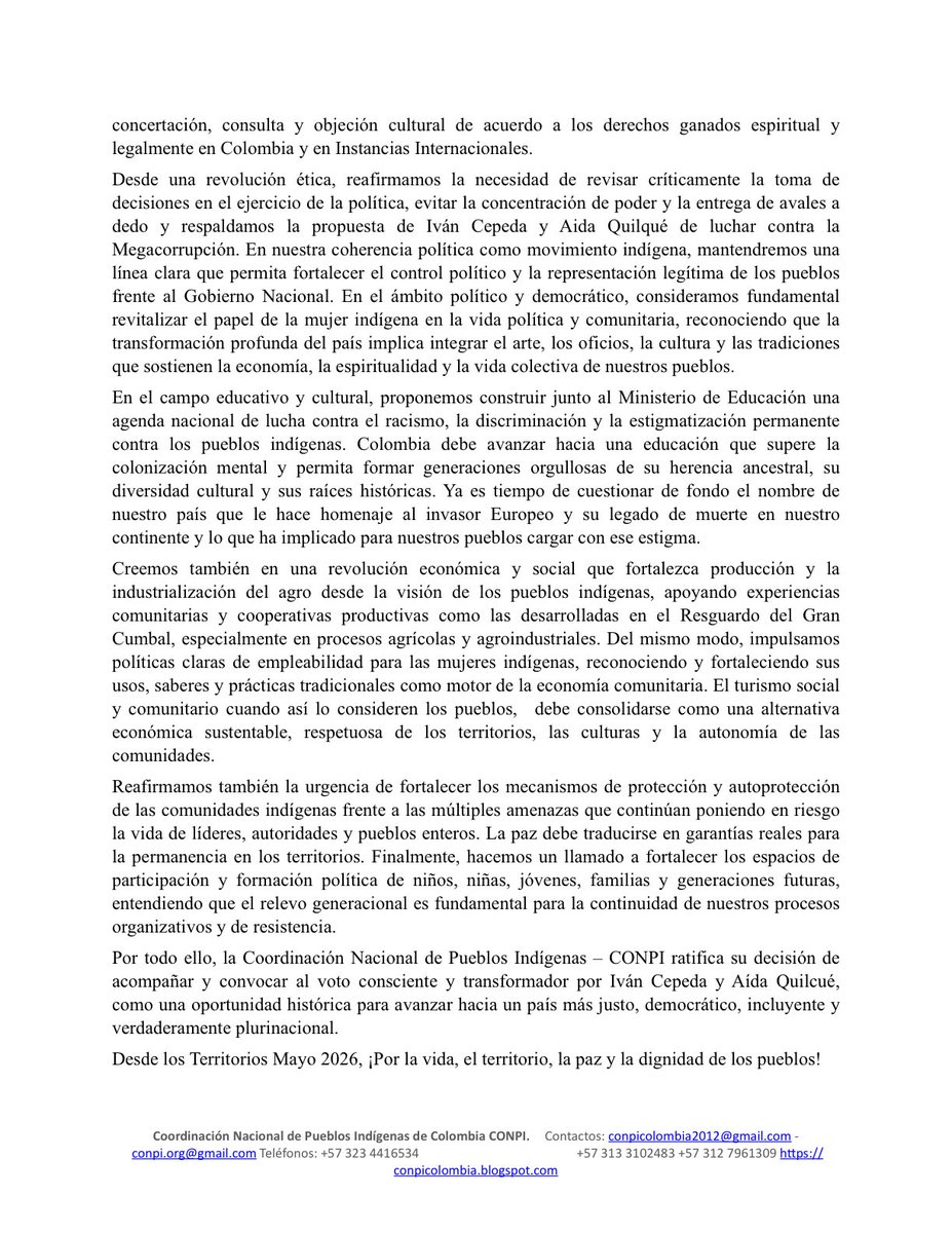 CONPI Coordinación Nacional de Pueblos Indígenas tweet media