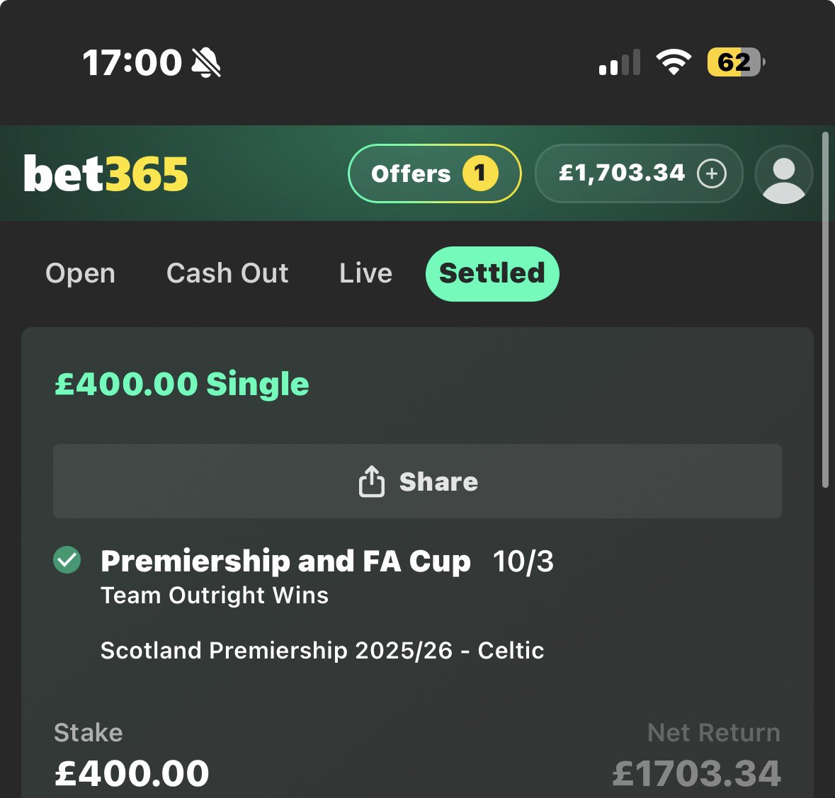 LabLegalBlog's tweet photo. Little birthday bonus 💰
Placed in Feb when we were down and out. Always bet on Green🟢 https://t.co/9kxFTCRQsB