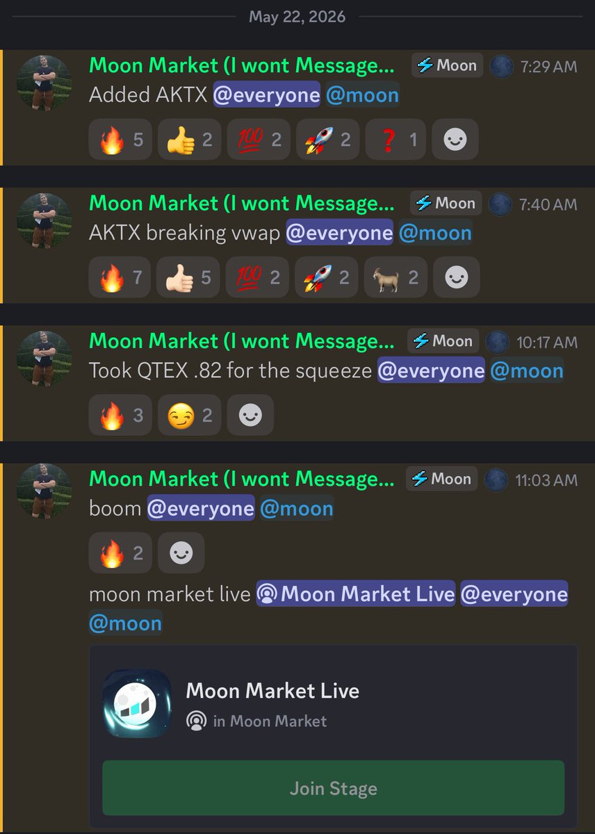 MoonMarketo's tweet photo. $AKTX and $QTEX both called early in the discord before they moved 🔥 we always spot these type of plays @moonmarket https://t.co/S05Zo2sIR3