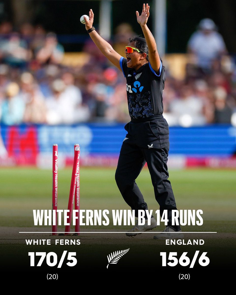 WHITE_FERNS's tweet photo. Series levelled in Canterbury 😮‍💨 

After an excellent 159-run partnership between Sophie Devine &amp; Maddy Green, the bowlers backed it up with Nensi Patel taking 2-25 and a run out.

#ENGvNZ 📷 = @photosportnz https://t.co/8dLJ07FUDy