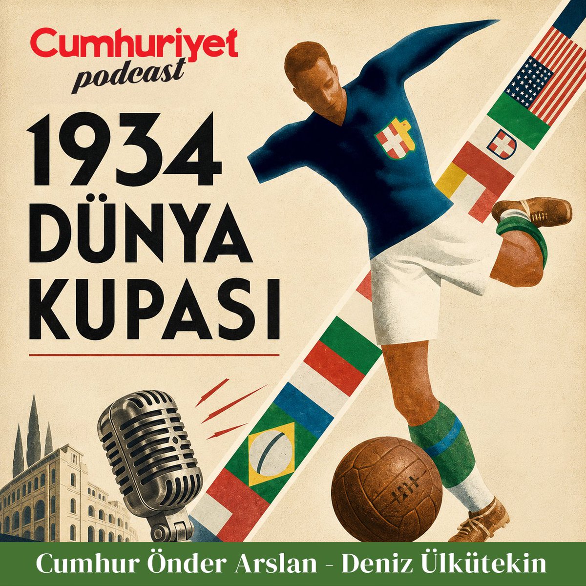 cumhuriyetgzt1's tweet photo. ⚽️  1934 Dünya Kupası: Mussolini'nin Gövde Gösterisi ve Futbolun Karanlık Yüzü

📌 1934 Dünya Kupası, futbolun sadece bir spor olmaktan çıkıp kitleleri yönlendiren siyasi bir araca dönüştüğü en net tarihi dönemeçlerden biridir. Mussolini'nin organizasyonu bir gövde gösterisine çevirmesinden, devşirme futbolcu krizlerine ve boykotlara kadar turnuvanın perde arkasını Cumhuriyet Podcast'in yeni bölümünde masaya yatırdık.

🎧 Cumhur Önder Arslan ve Deniz Ülkütekin'in futbol tarihinin bu çarpıcı dönemini anlattığı yayınımızı dinlemek için aşağıdaki bağlantıdan dinleyebilirsiniz.

https://t.co/0XjqivL8ib