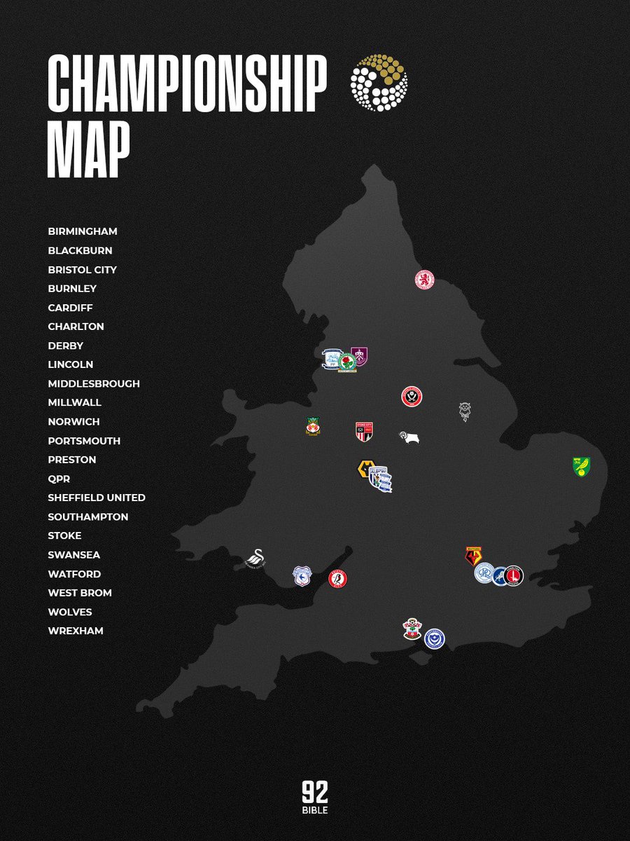 The92Bible's tweet photo. 2026/27 Championship Map 🗺️

(22/24) ⏳ https://t.co/YCmDeSan5c