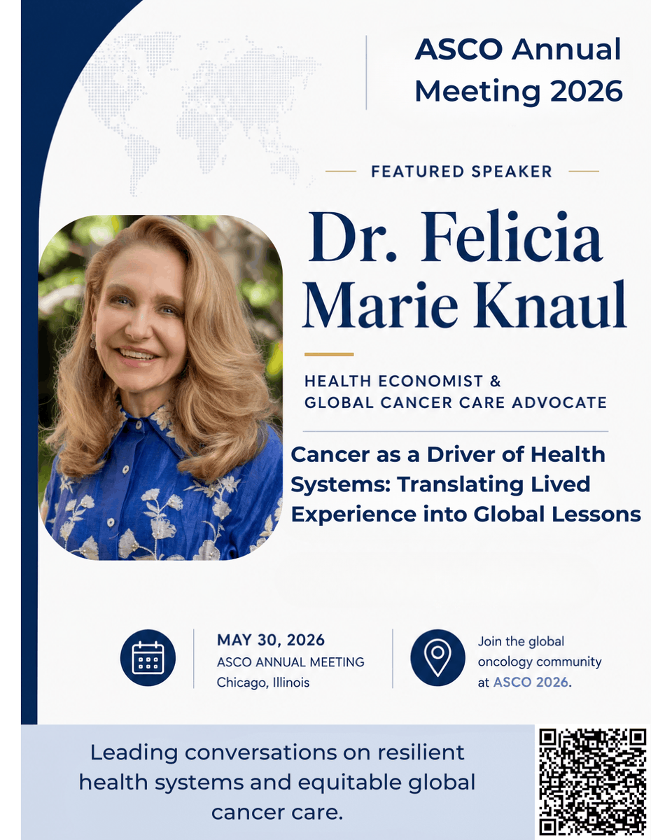 FeliciaKnaul's tweet photo. Looking forward to speaking at #ASCO26 in Chicago on May 30!

📖 Read the full article in ASCO Daily News: https://t.co/R9y45InGHf

#GlobalHealth #CancerCare #HealthEquity https://t.co/vtAuMZLtaU
