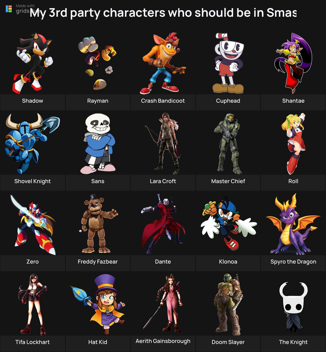 My 3rd Party Characters who should be in Smash Bros 6 (My Version