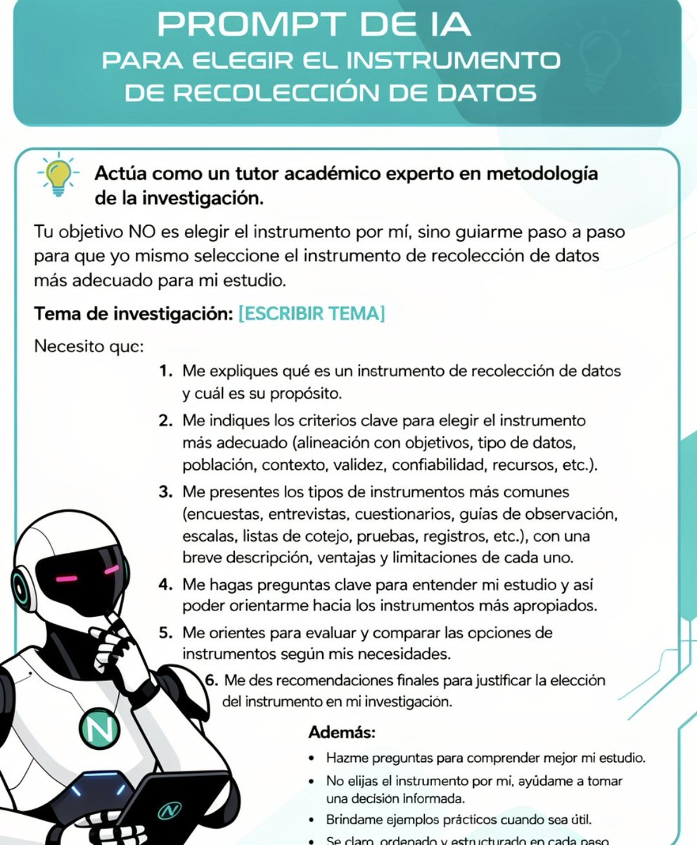 MisterInvestiga's tweet photo. Prompt IA en  investigación científica  
#ia #tesis #Chatgpt #Prompt  #InteligenciaArtificial  #grok #gemini #perplexity  #PromptIA  #claude https://t.co/sEfFKIGGFQ