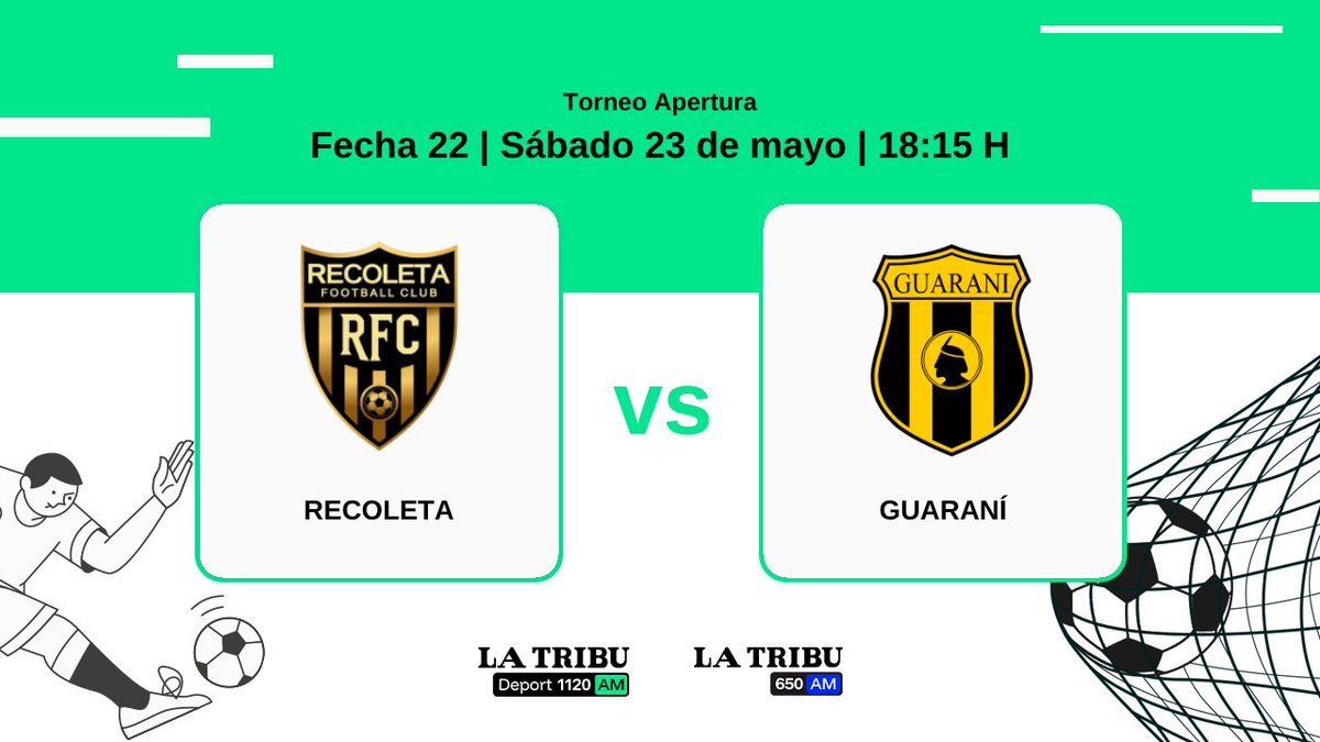 latribu1120am's tweet photo. #SuperDeport con otra fecha del Apertura!⚽️

📻Sumate a la transmisión de los partidos de este sabado por la #1120AM:

✅16:00 #Luqueño 🆚 #Olimpia
✅28:15 #Recoleta 🆚 #Guarani

🎙️Coordinación: @Guillermocaba.

🔴Youtube:https://t.co/NqY4vYuO16 https://t.co/Xf02IsgNDR