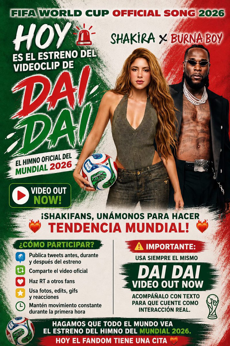 Gerhardo_Gu's tweet photo. #DAIDAIVIDEOOUTNOW #shakira  #WorldCupMusic https://t.co/NO7qcYypl6
