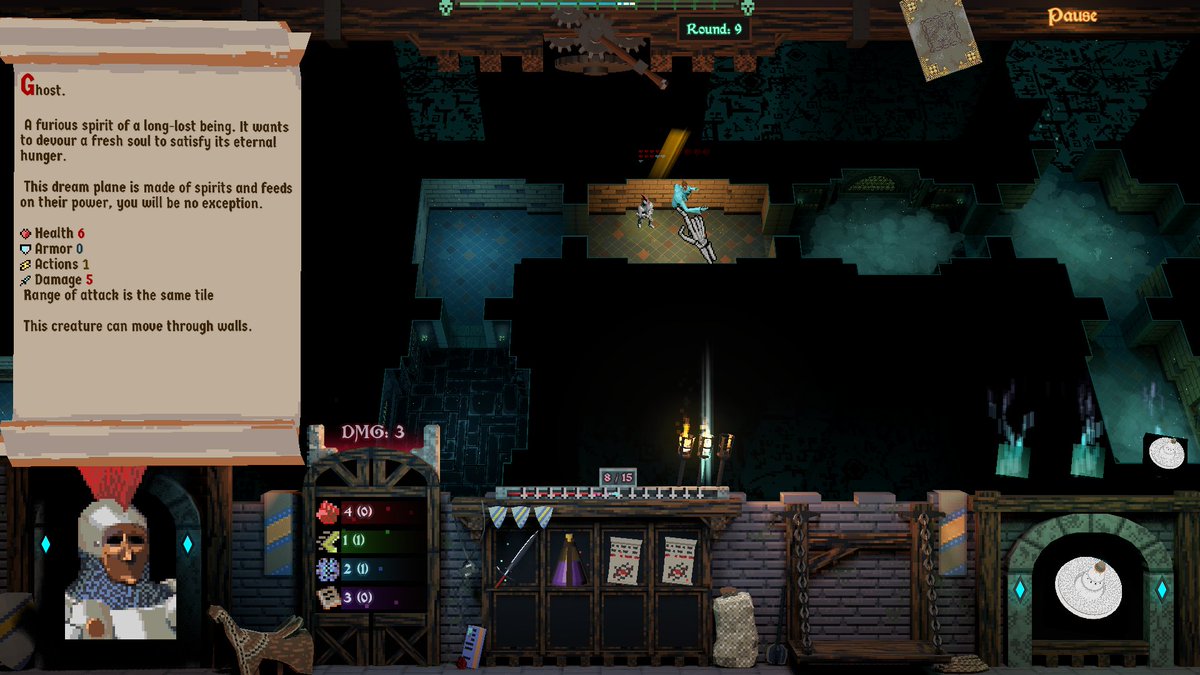 KiberKreker's tweet photo. Was working on ui/ux and bug fixes. Now the description has more information and icons. #screenshotsaturday #pixelart #turnbased #thedungeonofhorror #indiegame #godot https://t.co/TmAFYtdUDa