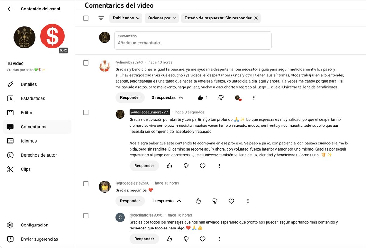escudodeluzdos's tweet photo. Today I want to show something very important: these are real comments from the Escudo de Luz community.

People who support us, ask us not to give up, and recognize the real human, educational, and spiritual work behind every video.

@TeamYouTube, please look at this community. We are not spam. We are not reused content. We are not mass-produced content with no value.

Escudo de Luz has a real audience, a real mission, and a real impact on thousands of people.

We are only asking for help, transparency, and a fair human review.

@nealmohan

#YouTubePartner #YouTubeMonetization #YouTubeCreators #CreatorSupport #EscudoDeLuz #YouTubeDemonetization #FairReview #SupportCreators