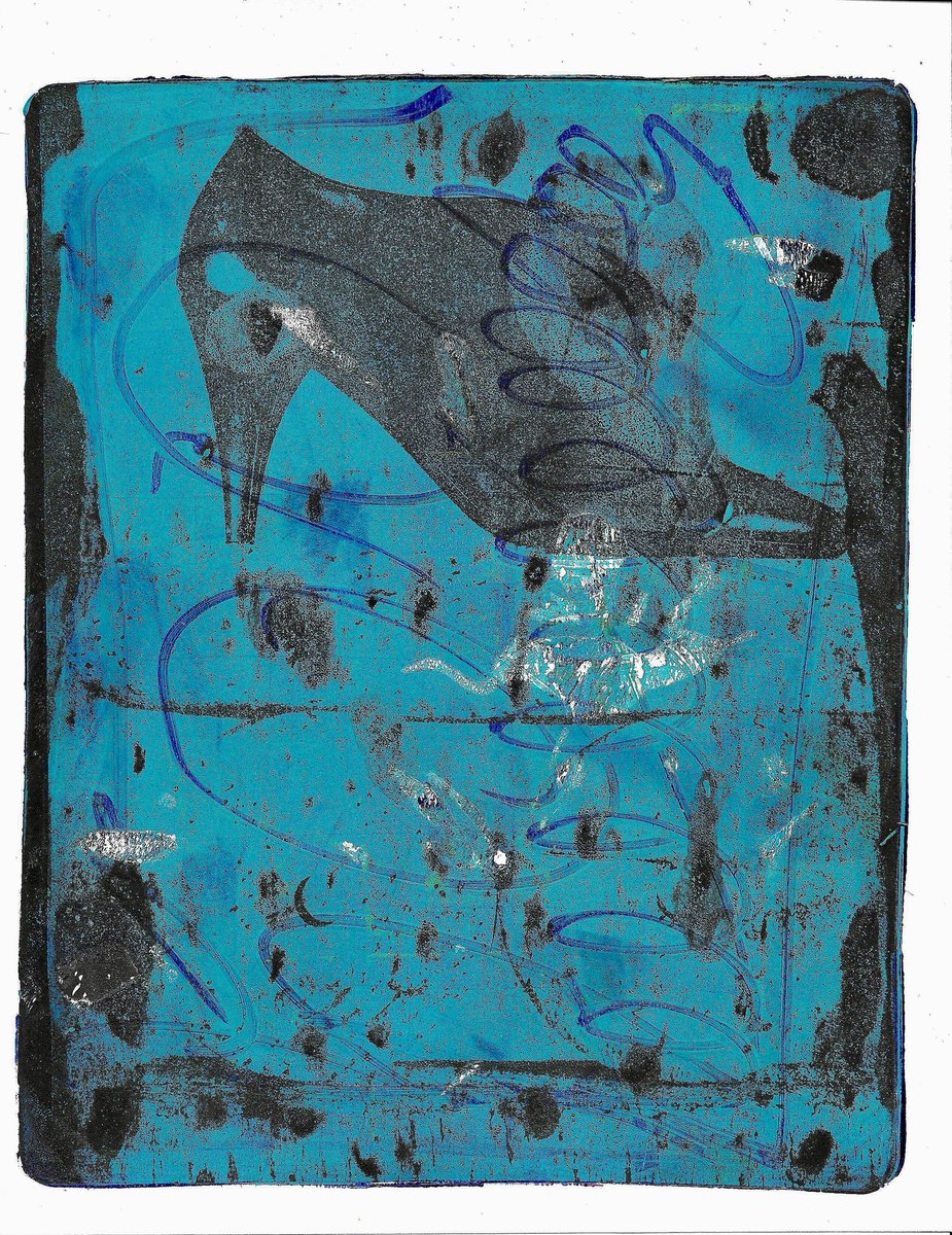 Monster_Prince's tweet photo. HEEL 👠 #abstract #painting #gelliprinting #printmaking https://t.co/UiJbfGc8x3