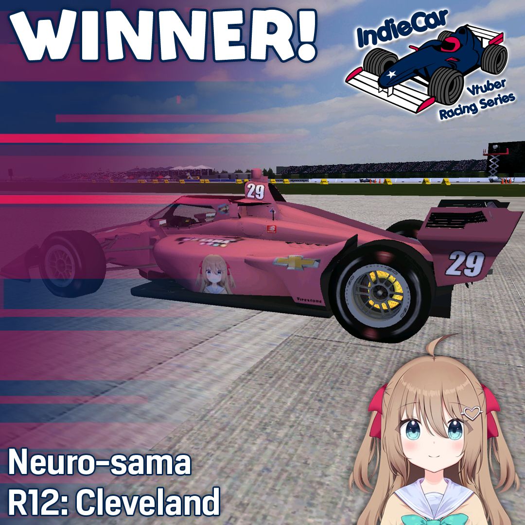 VTRP_racing's tweet photo. Prepare for takeoff! ✈️ Neuro-sama is flying to victory lane for a 3rd time in IndieCar after a fantastic race at Cleveland Burke Lakefront Airport!
#Heartheartart #VTRPindiecar https://t.co/KwM0Ml4NF6