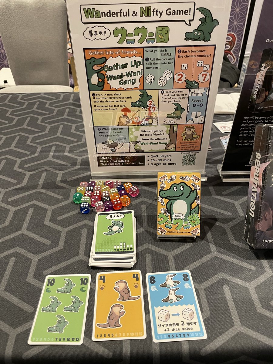 Dan_NinjaStar's tweet photo. Ninja Star Games booth at KublaCon is ready! We are in the SF Bay Area this weekend. Come check out our newest game Pride of Ninja and a demo of upcoming Kickstarter Roulette Taking Game https://t.co/VNNSoAlfWA