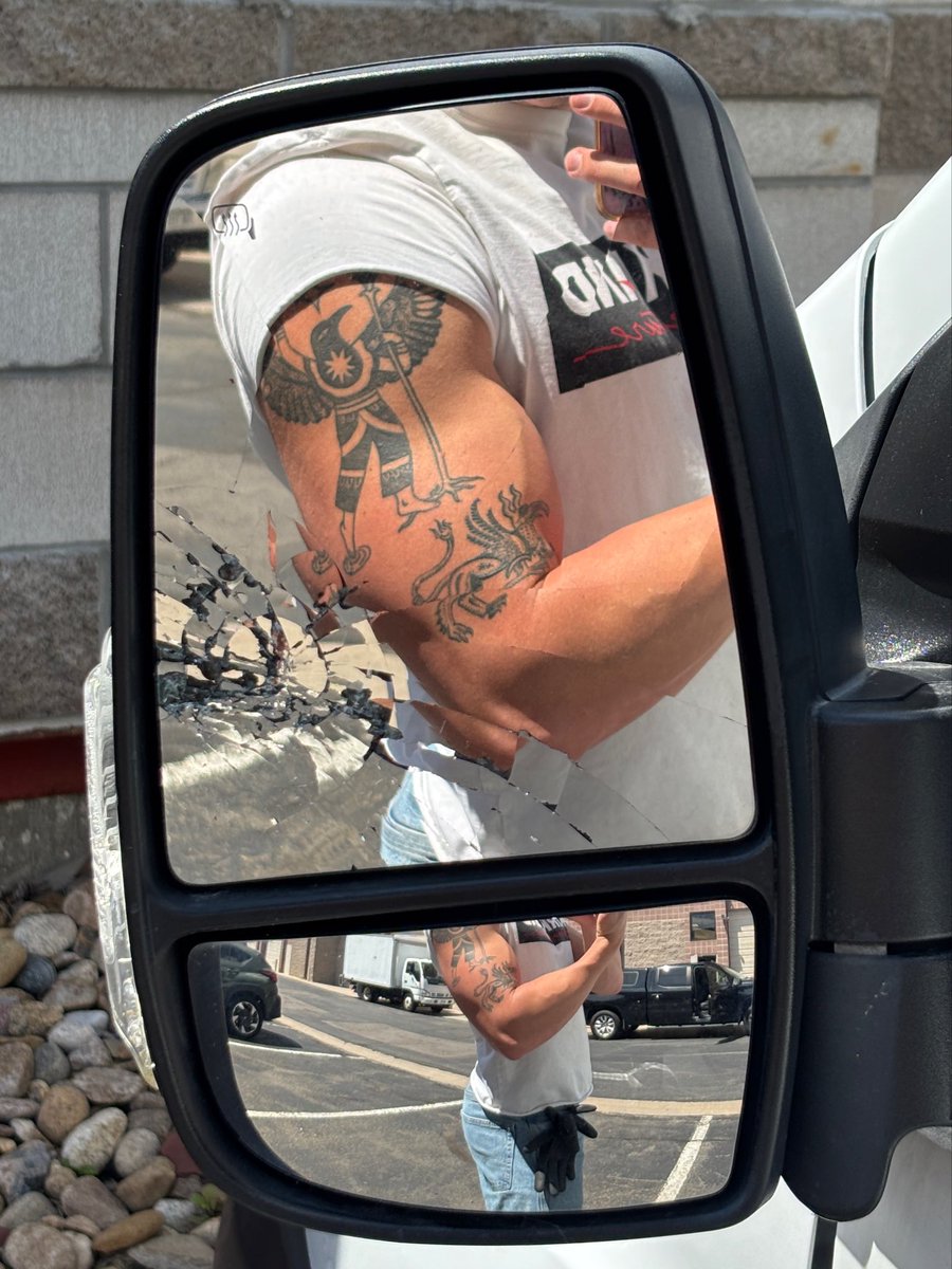 swissarmytwunk's tweet photo. accidentally broke the work van mirror https://t.co/WfAoRFR5Gg