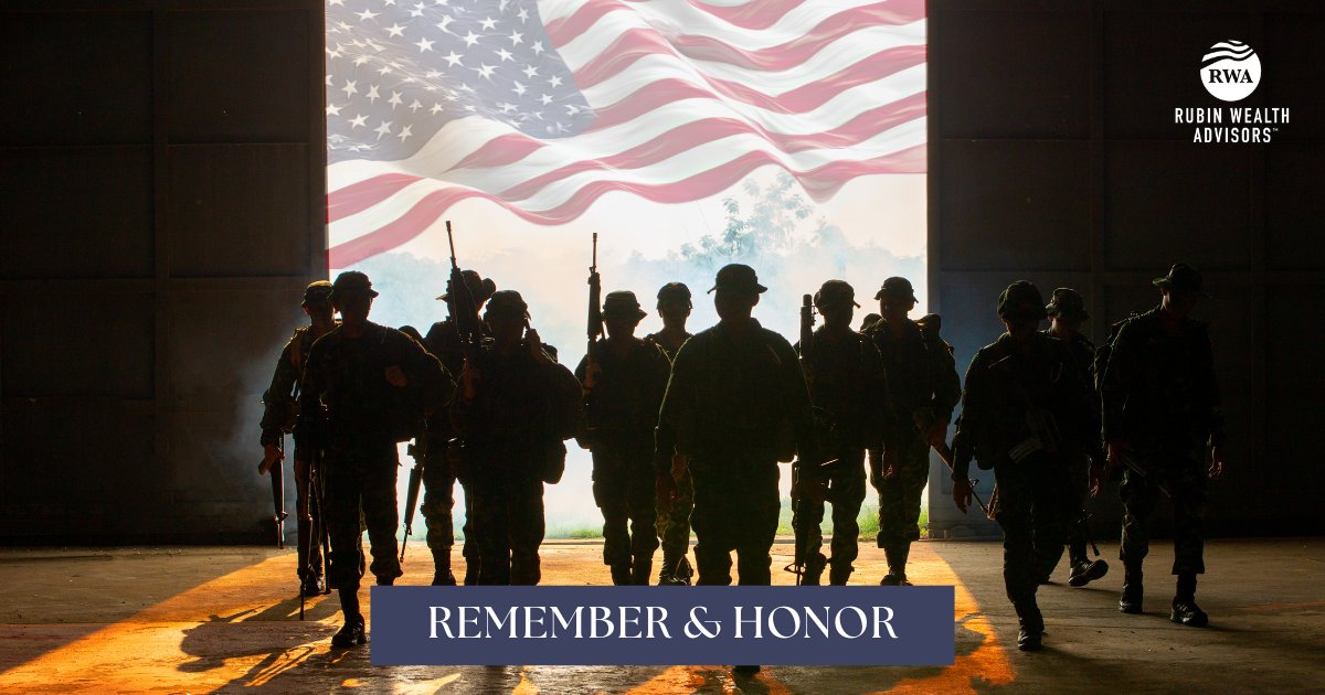 RubinWA's tweet photo. This Memorial Day, we pause to honor the brave men and women who gave their lives in service to our country.

Their sacrifice reminds us that freedom is not free, and that the blessings we enjoy as Americans were protected by generations of courage, duty, and devotion.

From all of us at Rubin Wealth Advisors, we remember, we honor, and we give thanks.