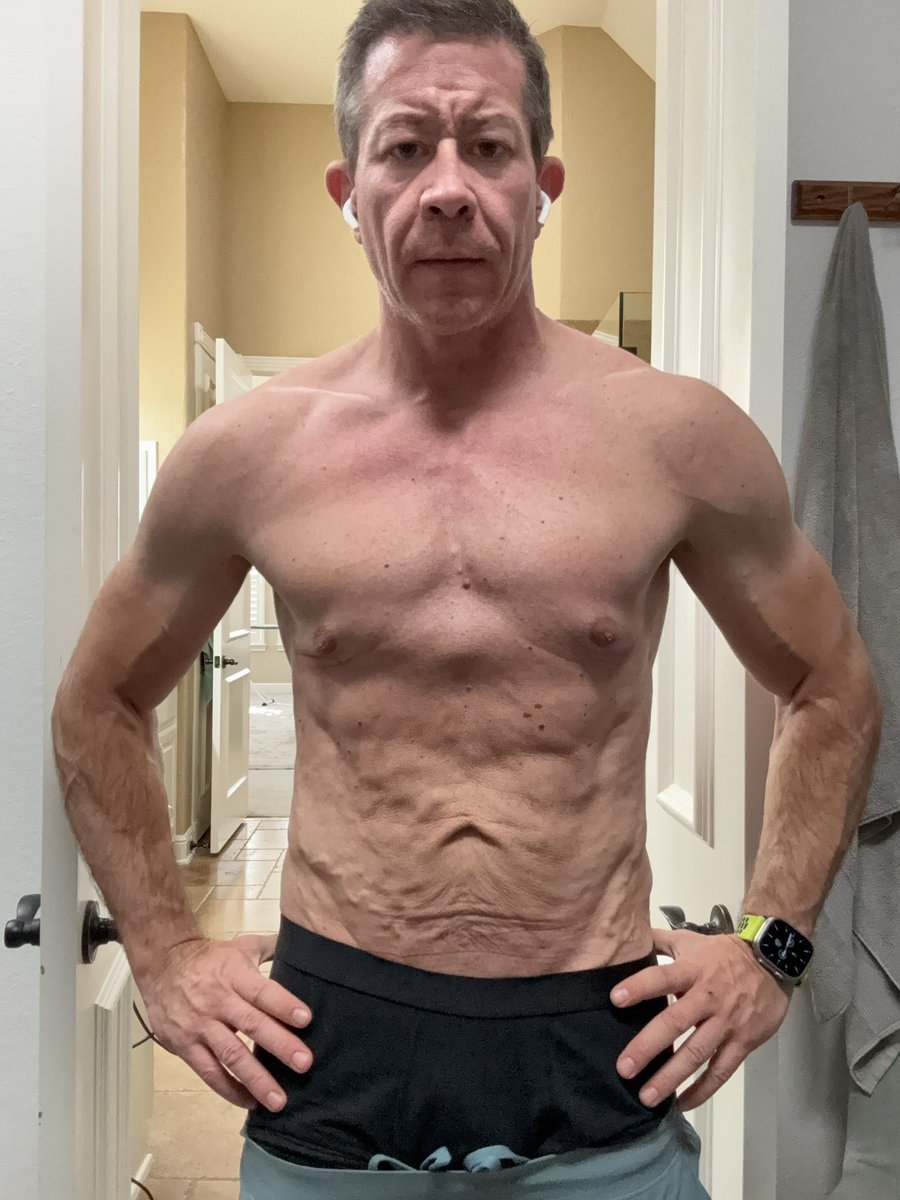 JamesBohanPitt's tweet photo. This is a reminder to all of us on our health and fitness journey. 

The most important part of the journey is PATIENCE.

Results don’t happen overnight. I’m close to a 4 year transformation from 48 to 52yo.

Pic 1 - 285lbs, July 2022 (@onepeloton, @CentrFit)

Pic 2 - 245lbs, April 2024 (Peloton, Centr)

I nearly stopped here. Thought I was in great shape. But on a deeper analysis, it was clear I had at least another 30-40lbs to go. 

Discovered @joinladder May 2024. Coach Sam’s Project Alpha programme helped to strip off 35lbs in 6mo compared to 40lbs in 18mo initially.  I then stayed consistent with 4-5 sessions a week as much as I could with some breaks. 

Pic 3 - 185lbs, Nov 2025 

Here, I had met my 100lb goal. I was happy but I felt like skin and bones. 

So I changed up my programming in Ladder to focus more on strength and modified my diet (more protein and carbs).

Pic 4 - 195lbs, May 2026

The results are clear. I feel lean yet have filled out nicely. Also, I’m at a very nice maintainable level. 

I’m 2 months off my 52nd birthday and feel and look better then I ever have. 

Please all remember not to be hard on yourself. 

Stay patient. 
Stay consistent.
Stay strong. 

I hope this inspires anyone out there struggling with their weight and self image. 

You can and will achieve your goals. If I can do it from 48, anyone can. 

PS, as I know the “Nattie or not” debate will start. 

I didn’t start TRT until I was half way through and down 50lbs. It would have been a complete waste starting before I’d changed my lifestyle, diet and got weight going in the right direction. 

TRT I know had some benefit BUT it’s NOT a magic pill. I still needed to do the work. I highly recommend everyone male & female to get their hormones and biomarkers checked and build a plan to optimise.

Personally I feel the long term benefits are absolutely worth it. Bone density improvement, improved musculature for longer term mobility, energy and vitality. 

PPS I lost essentially all my weight through consistent fitness and diet vs being supported by GLP. Mainly this was due to me not really knowing about GLP back then. 

(I am a full supporter of GLP though when paired with increased protein consumption and a workout routine that includes weightlifting to mitigate the negative side effects.)

However, in the last 24mo I have been experimenting with some peptides. Tesamorelin did help to shift some belly fat. BPC157/TB500/KPV (Wolverine Stack) does help with repair and recovery. GHKcu is great for skin/hair repair and growth. Low dose Retatrutide does help with appetite and snacking control (only started 6mo ago).

Please remember to always seek professional advice if you’re considering supplementing with peptides or HRT and start with a blood test analysed by a real specialist, one very likely to NOT by your PCP.
