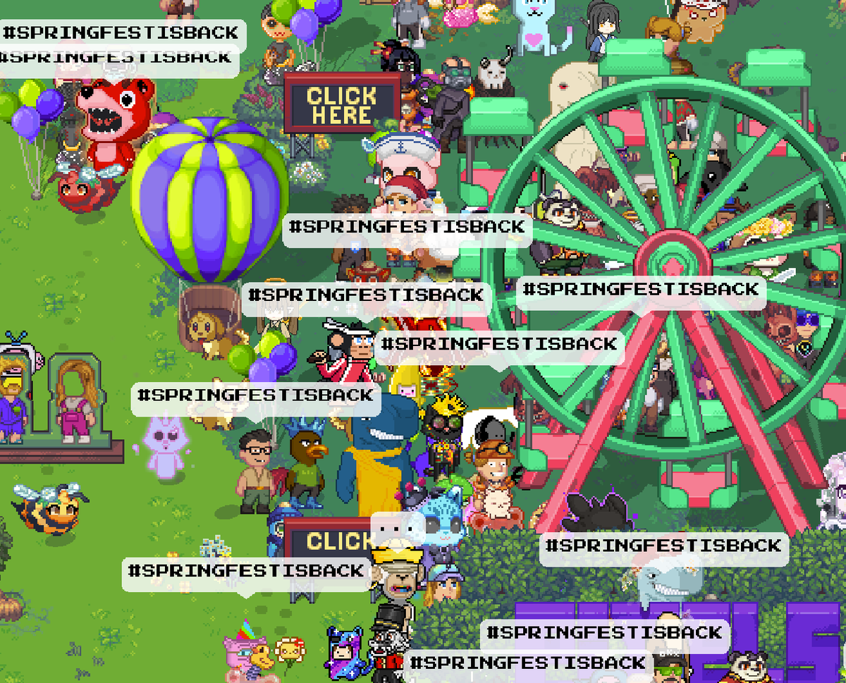 Frogadier21's tweet photo. LFG! #SPRINGFESTISBACK 
@PixelCatGuy @pixels_online @ClassicsCrypto https://t.co/LuF9iQJK6m