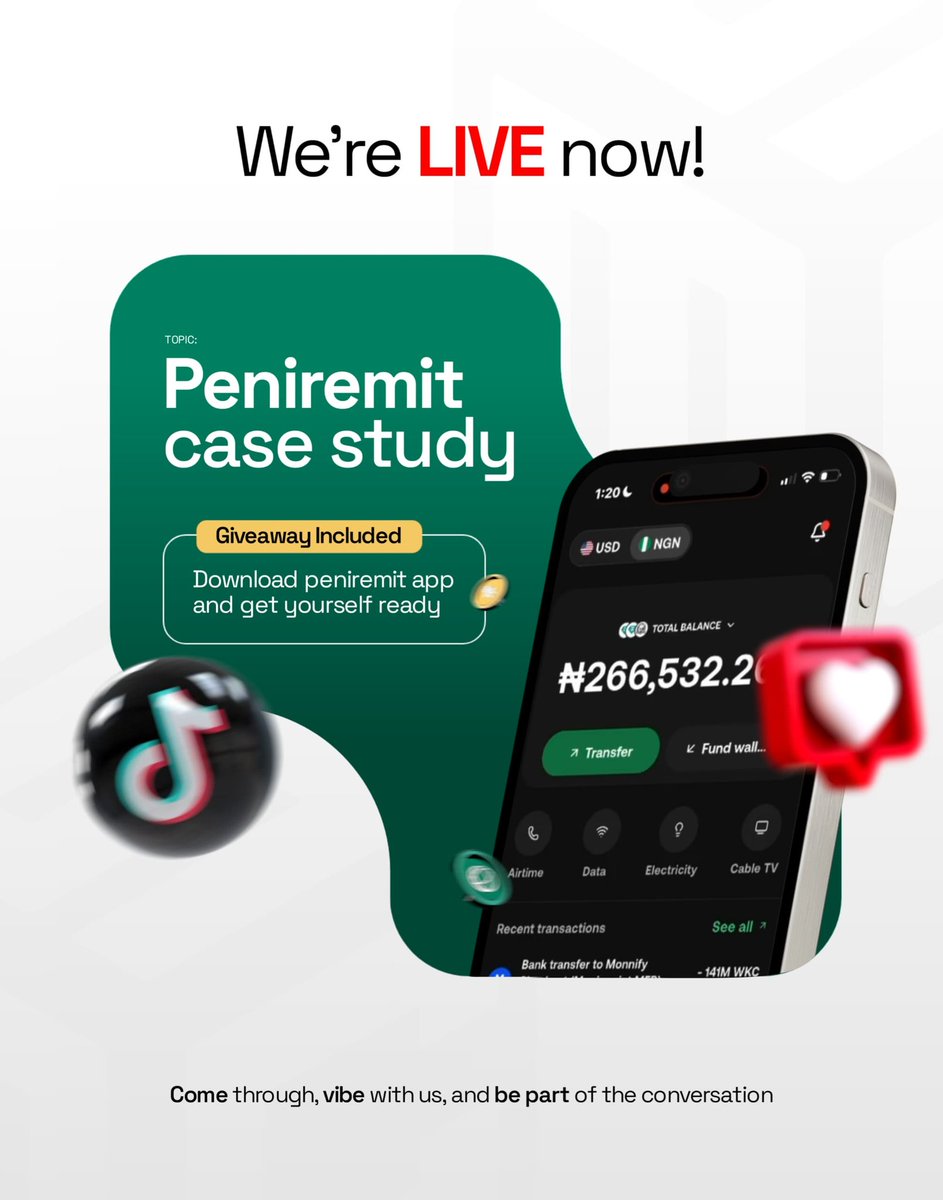 SmcTutors's tweet photo. 🔴 We’re LIVE on TikTok! 🚀
Join SMC Tutors for a live breakdown of the #peniremit case study 💸📱
Learn how the platform works, explore key features and be part of the conversation, plus giveaway opportunities included!
Join us live 👇
https://t.co/AjLWfqpq2i https://t.co/ViJKDNhAoz