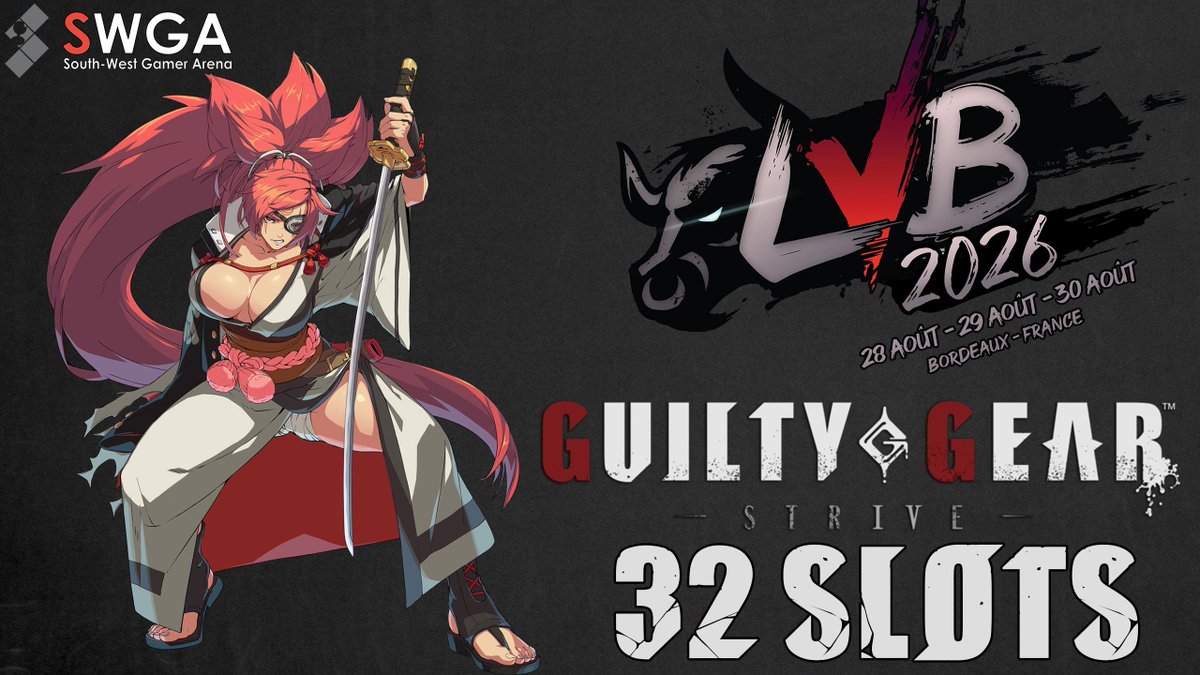 LVB_SWGA's tweet photo. Guilty Gear Strive 2.0 sera le troisième main event du LVB.
@CrashTF2
gardera t'il son titre sur cette nouvelle version ?  #LVB2026 #GGST

lien du tournois : https://t.co/hrf8ZalZPk https://t.co/BvPVRAofir