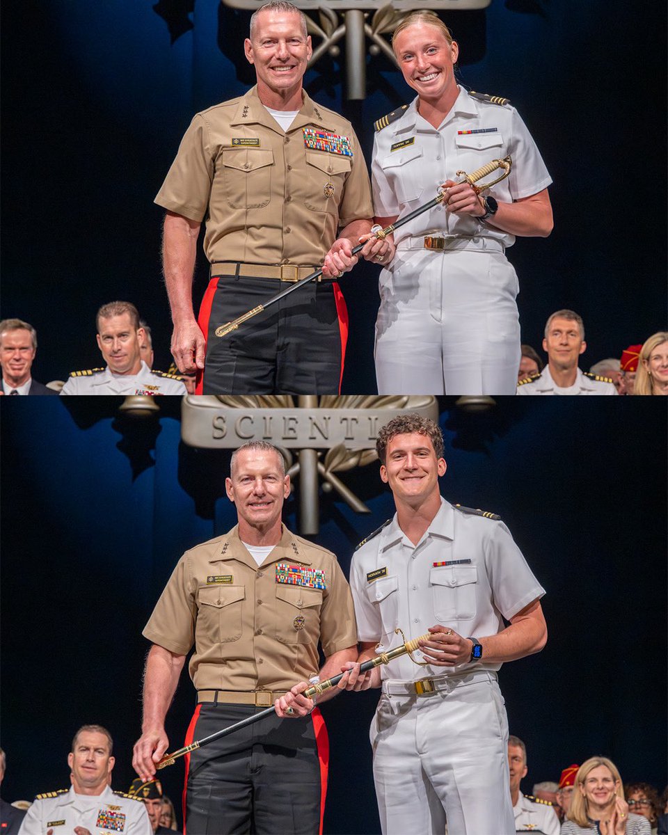 On Thursday, Blake Horvath of the  football team won the NAAA Sword for Men while Ava Toppin from the  volleyball team claimed the Vice Admiral Lawrence Sword for Women.