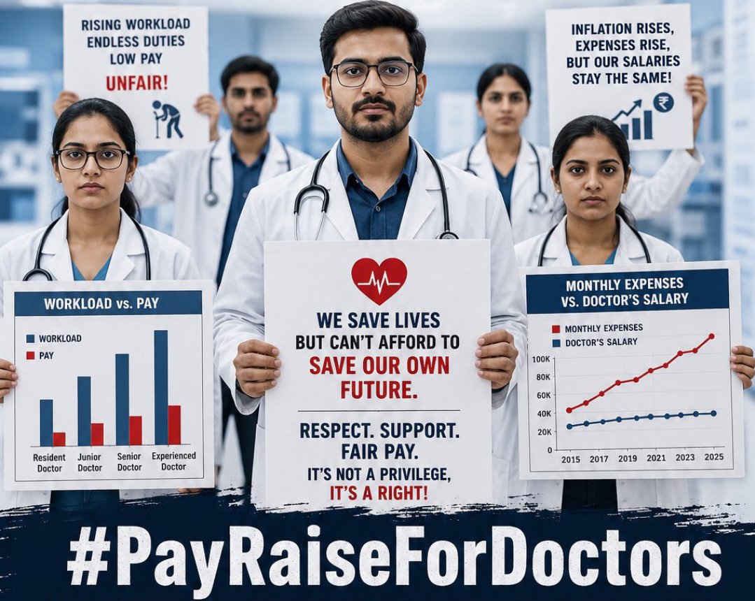 Sadeeq_Hasrat's tweet photo. STOP TURNING PASSION INTO PUNISHMENT
Stop the final murderer of Doctors. 
Stop pushing doctors beyond human limits. Stop the system that is silently breaking doctors. Stop the system that rewards burnout, not care.

#PayRaiseForDoctors https://t.co/TLf12aZXfX