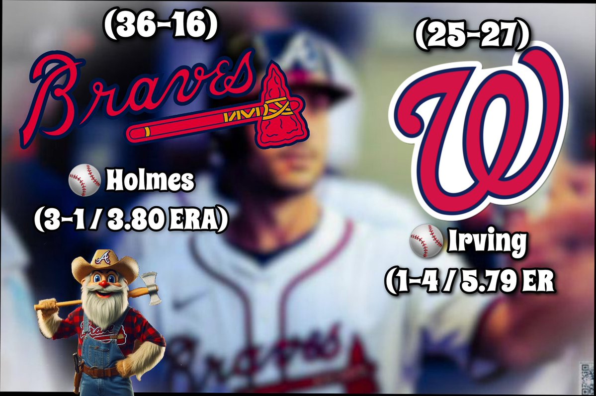 BrazilChop's tweet photo. 🆚️ @Marlins (22-28 / .440% , / 23.0 GB)

📍 Jogo 2/3
🏆 Série 1-0 ATL 
⏰ 17h10(BRT)
🏟 @TruistPark, Atlanta, GA 
🗓 Jogo (53/162)
🇧🇷 @NatshowBT

⚾️ Holmes (3-1_/ 3.90 ERA) ATL ⚒
⚾️ Irvin (1-4 / 5.79) WsH ⚒

#BravesCountry https://t.co/dF3fVmXcfJ
