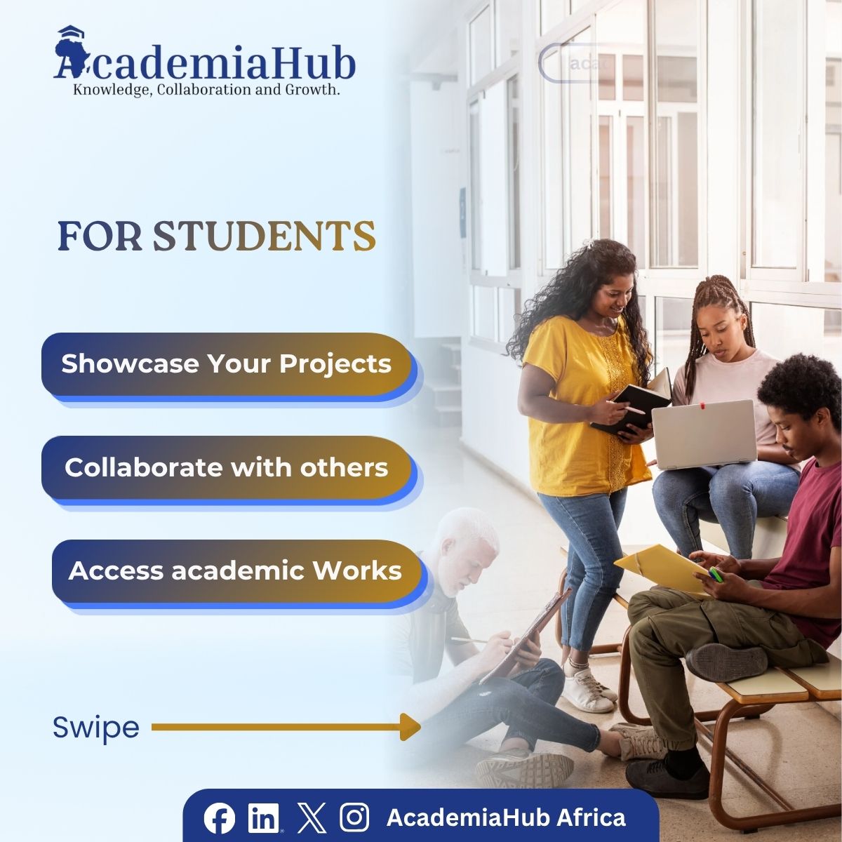 Academiahub_A's tweet photo. Your academic work deserves more than a grade.

AcademiaHub Africa helps students, researchers, and lecturers showcase their work, connect with others, and unlock opportunities.

Swipe to discover why you should join us.

🌐 https://t.co/sXNXtZQNXZ

#ResearchMatters #Academic https://t.co/Hf6PuiQkVD