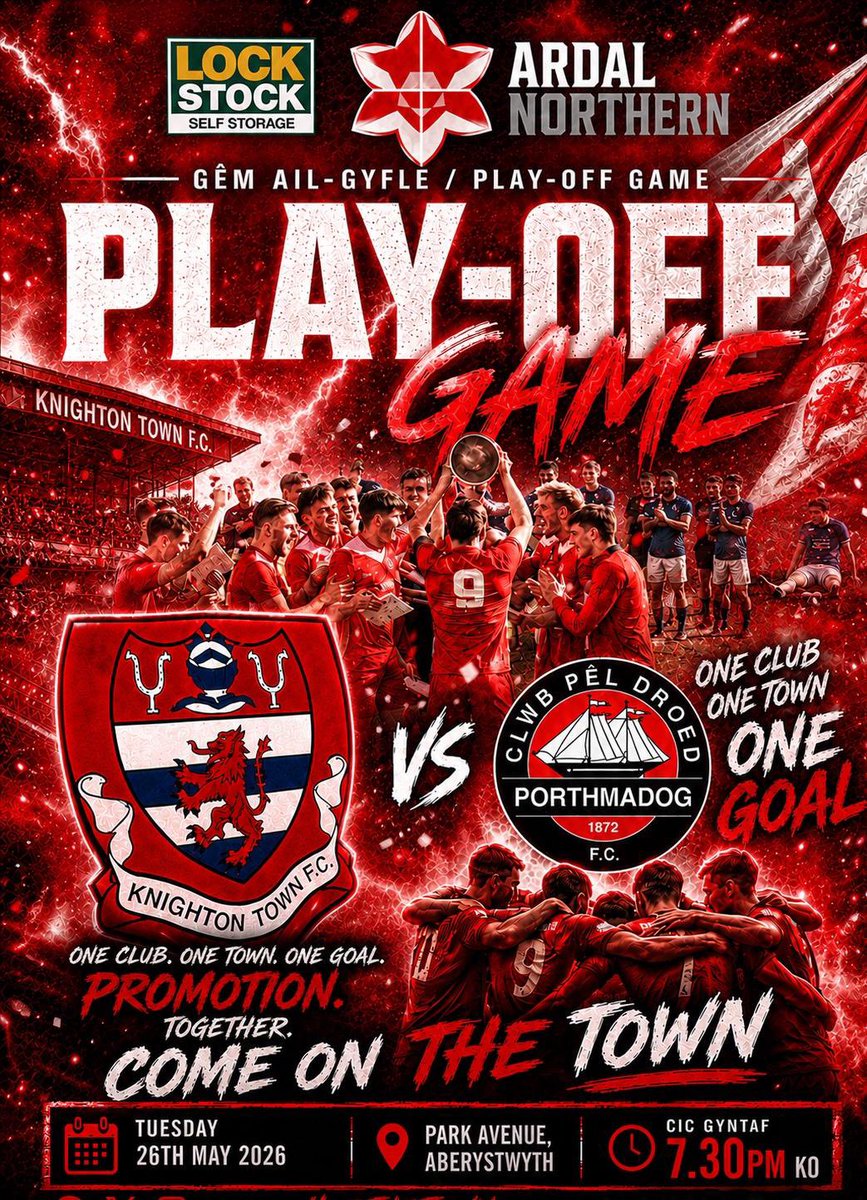 KTFC1887's tweet photo. Our final game of the season is the play off final on  Tuesday 26th May V Porthmadog at Aberystwyth FC . A huge game for both clubs with a place in tier 2 the prize . All support massively needed and appreciated after a superb season . #Robins https://t.co/YTUVCfIoRj