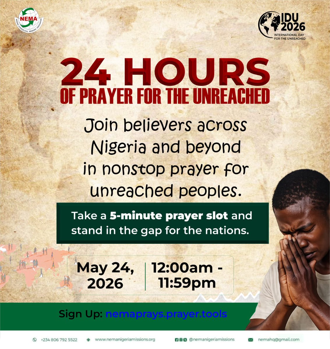 EthnosM88250's tweet photo. *Kindly click on the link to sign up for prayer for IDU 2026*

https://t.co/uwVQBvODzL

#IDU2026
#CountdownTo30
#NoPeopleForgotten
#EveryTribeMatters https://t.co/RvdKpovChq