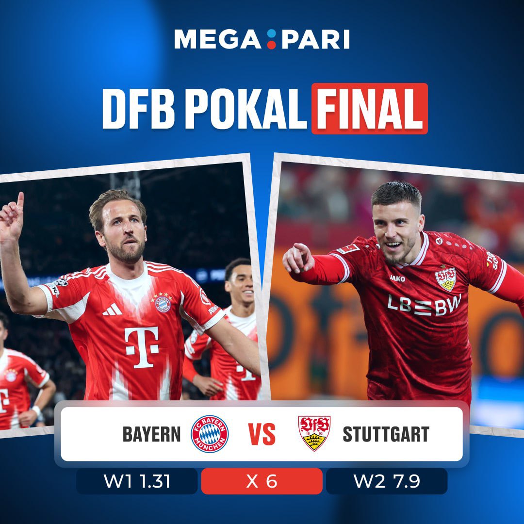MegapariWorld's tweet photo. Almanya Kupası’nda finalin adı: 
Bayern Münih 🆚 Stuttgart 

Gol ⚽
Kart 🟨 🟥
Korner⛳ 

başta olmak üzere maç öncesi ve canlı binlerce bahis marketi ve eşsiz oranlar 🤩

#Giriş #Kayıt ⬇️
📌 https://t.co/22yoZ4GsMI

#Megapari https://t.co/iH4mppTqBh