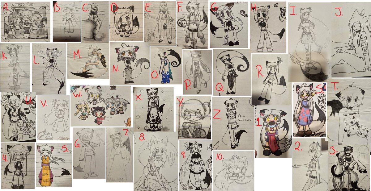 Jikitsu1's tweet photo. I wanna get everyones input for my art project!
All these pics are from 2006ish-2021ish? (Better Organization in the works 👀)

I Can't redo all of them, but I think I'd like to do a few; To help me get my new style down &amp; work on that muscle memory XD
What would you like to see? https://t.co/Qlv13ZMOvg