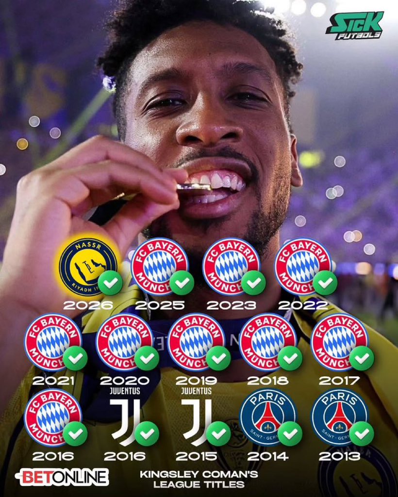 Omodudu02's tweet photo. Coman = King Of League Titles 🔥

I would prefer him at Chelsea over Neto or Garnacho https://t.co/tWCRQPcf2E