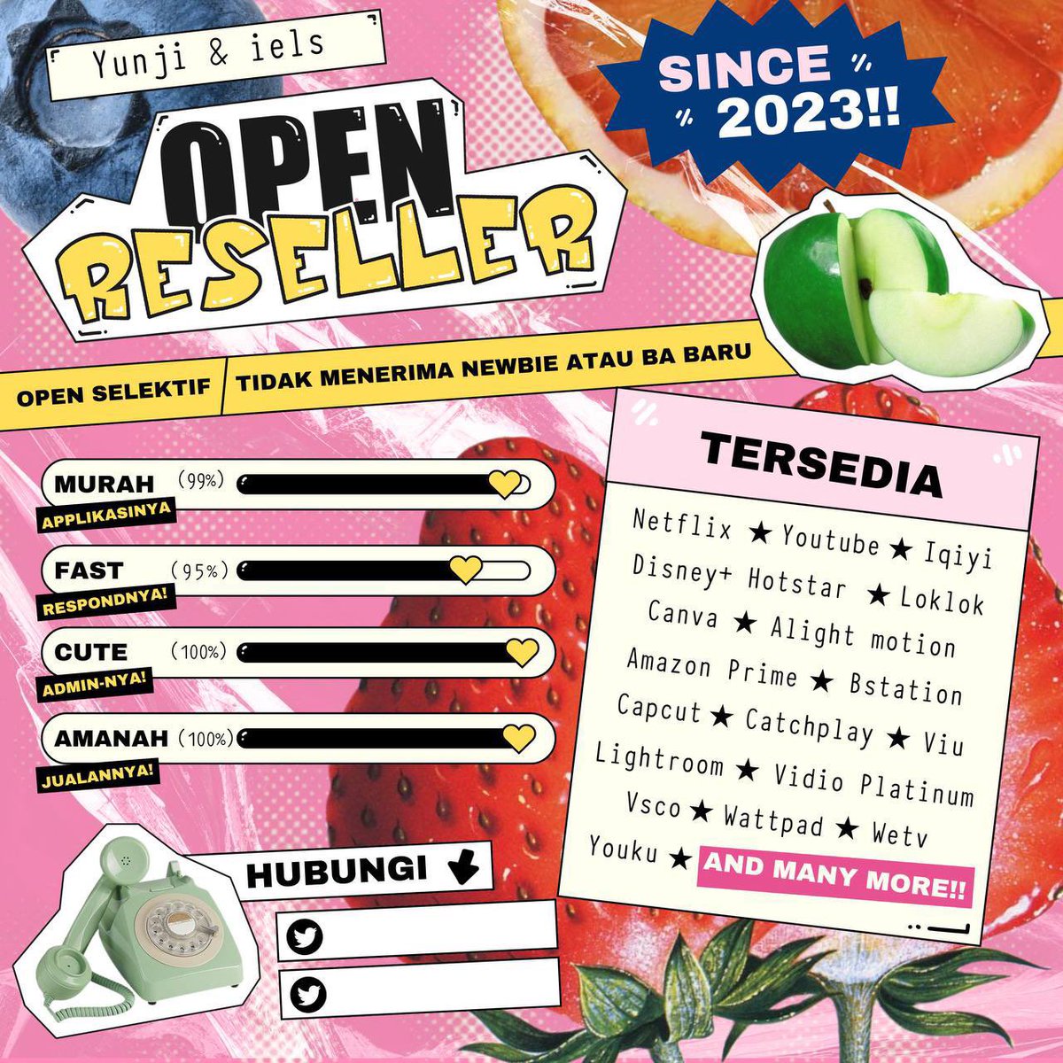ielsarchiv's tweet photo. #zonauang ( ★ OPEN RESELLER ★ )
•••
Avail banyak apps
Harga mulai dari 500p

💟 Admin ramah
💟 Garansi on time
💟 Ada weekly promo. 
💟 Boleh dijadikan cadangan
•──────────────•••
🎀 intip pl dm @ielsarchiv atau https://t.co/cjDbw7Modz
#zonauangᅠᅠ https://t.co/zpBSOlO9gX