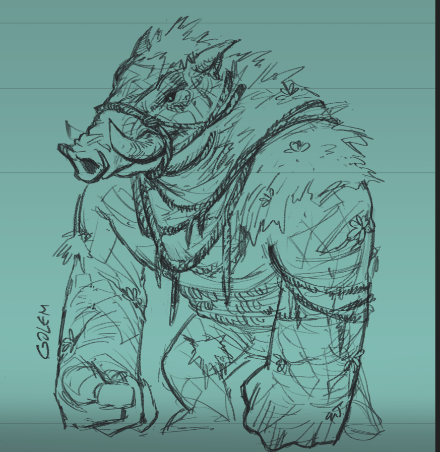 yanigma_'s tweet photo. boar golem wip #conceptart https://t.co/9KOwtgJxe1