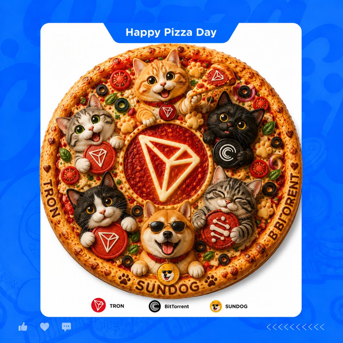 Protik2005's tweet photo. @HTX_Global 🍕🐱 The TRON ecosystem never looked this delicious!

Cats, crypto, and pizza the perfect combo for #HTXPIZZADAY 🚀🔥

Which slice are you grabbing first? 👀🍕
@blueyes4747
@king75750
@0x_HollowNo13 https://t.co/qhUKr6wLdT
