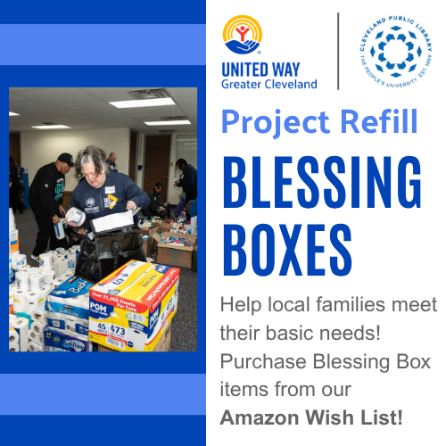 Cleveland_PL's tweet photo. Help us keep our Blessing Boxes full 💙

Located at every Cleveland Public Library branch, Blessing Boxes provide essentials like food, hygiene products, and baby supplies to anyone who needs them.

Amazon Wishlist: https://t.co/kDQQWBnjyG https://t.co/tOhwGqSxLs