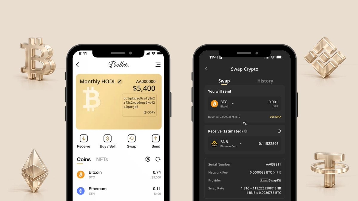 BalletCrypto's tweet photo. Thinking about remixing your portfolio? 🎵

Try swapping directly in the Ballet Crypto app — swap BTC, ETH, XRP &amp; more in just a few minutes, with no account needed! https://t.co/LNFyQKa4HU