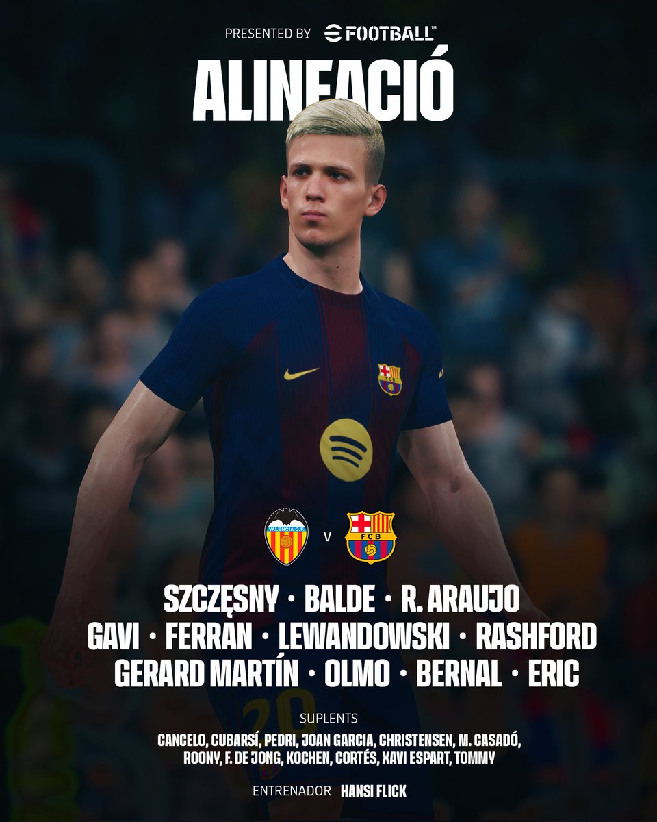 _BarcaInfo's tweet photo. 👥 Skład FC Barcelony na mecz z Valencią CF. [@FCBarcelona]

#ValenciaBarça 🔵🔴 https://t.co/PoCHIXY6Cb