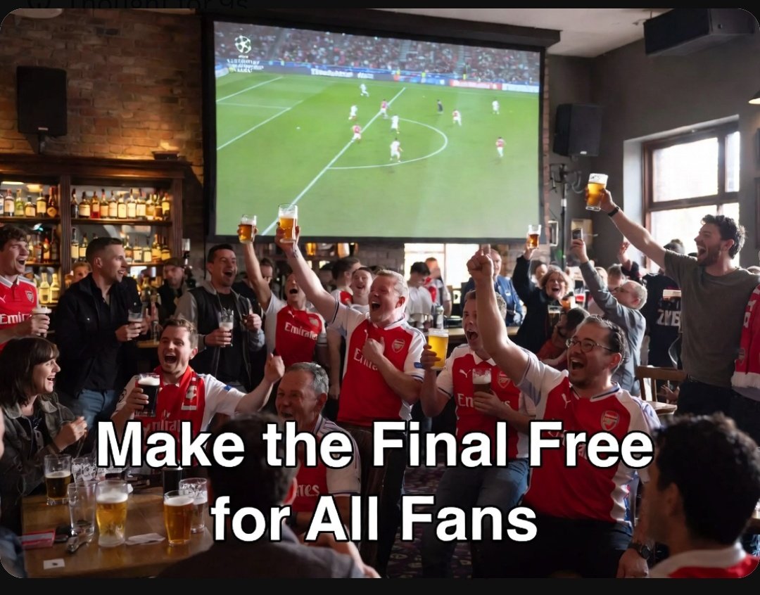Rahmani_Mreza's tweet photo. Absolutely right, Prime Minister  Football is the working man's game  not a luxury for those who can afford another subscription.
 For 30+ years the CL final has been free-to-air, bringing pubs, families & mates together. Greed shouldn't shut millions out, especially with Arsenal flying the flag. 
TNT Sports: do the right thing. Make it free. The nation is watching.