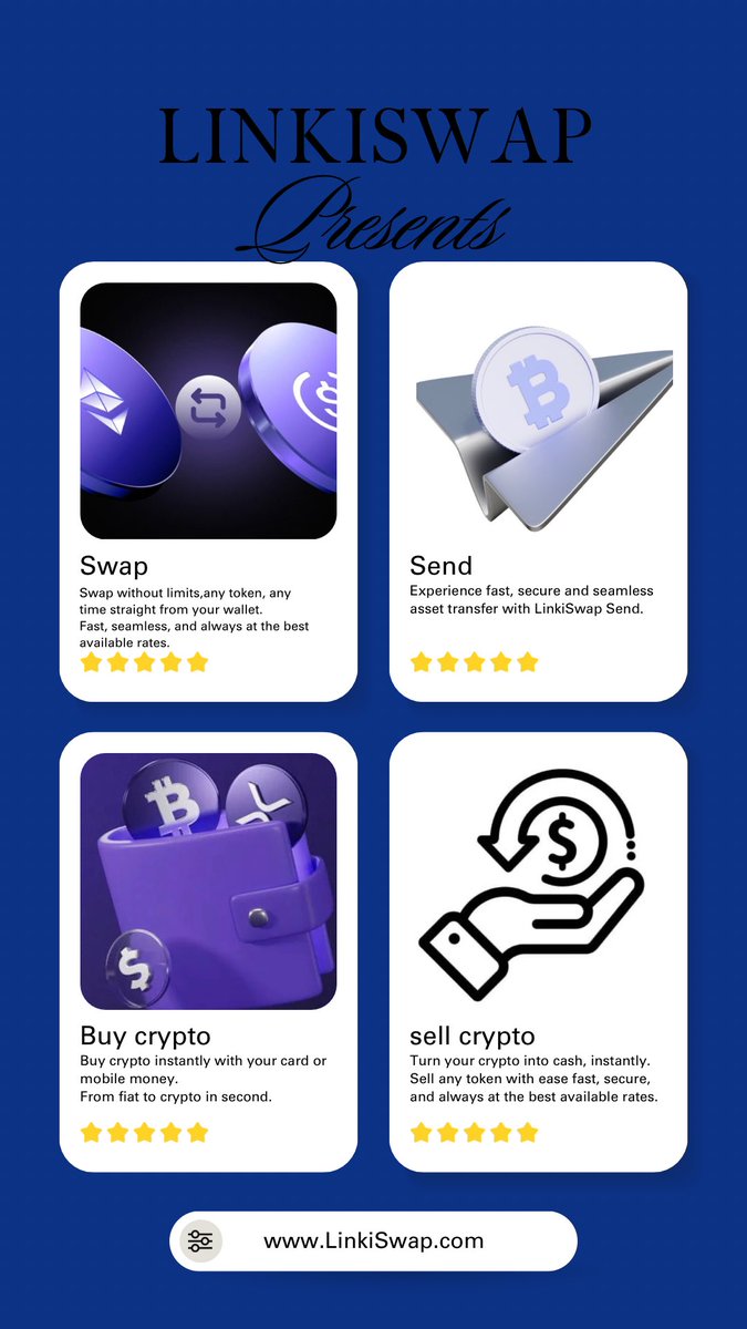 LinkiSwap's tweet photo. Introducing your one stop DeFi hub ,LinkiSwap 
Swap,send, Buy&amp;Sell crypto all in one place 
Fast, secure and seamless 
#LinkiSwap #DeFi #Crypto https://t.co/b5Rv3CEvMe