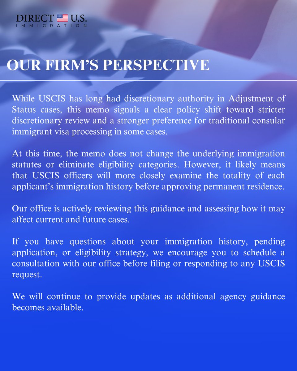 D_USImmigration's tweet photo. USCIS has issued new policy guidance that may increase scrutiny on Adjustment of Status (“green card”) applications.
.
.
.
#immigration @MiatraiB #immigrationlawyer #directusimmigration #miatraibrown #usvisa #usavisa #greencard #greencardlawyer #usatravel #k1visa #usa https://t.co/GxR907hHMd