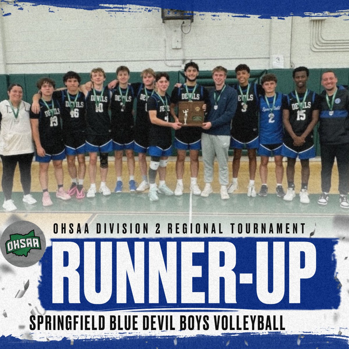 sfieldathletics's tweet photo. Congratulations to the Springfield Blue Devil Boys Volleyball team on their OHSAA Division 2 Regional Runner-Up finish! 🥈
It's been a great season and memorable ride. We are all VERY proud of you 🏐💙 https://t.co/QIEQpnpDhA