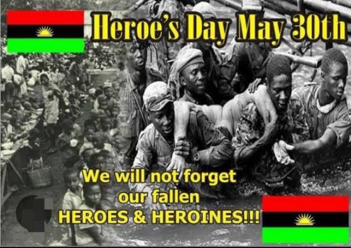 Isikotebuogbaya's tweet photo. May 30 is Biafra's remembrance day.

Now..

Aba &amp; Umuahia hold significant positions in Biafra's history.

I urge Governor Otti to officially declare May 30 the Biafra remembrance day in Abia.

Over 3 million Igbo died!

Biafra remembrance day should be official in the entire SE. https://t.co/zrTAialX5N