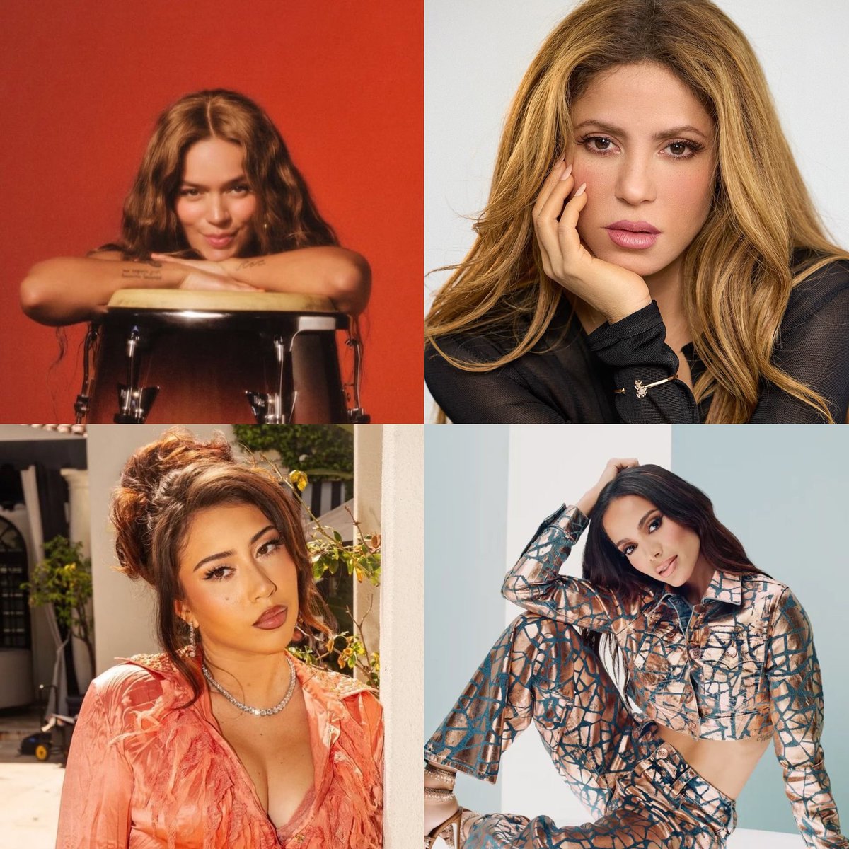 brasilpopcharts's tweet photo. Artistas latinas mais reproduzidas no Spotify em 2026: 🌏

#1. Karol G
#2. Shakira 
#3. Kali Uchis
#4. Anitta https://t.co/a3qJyBl1jk