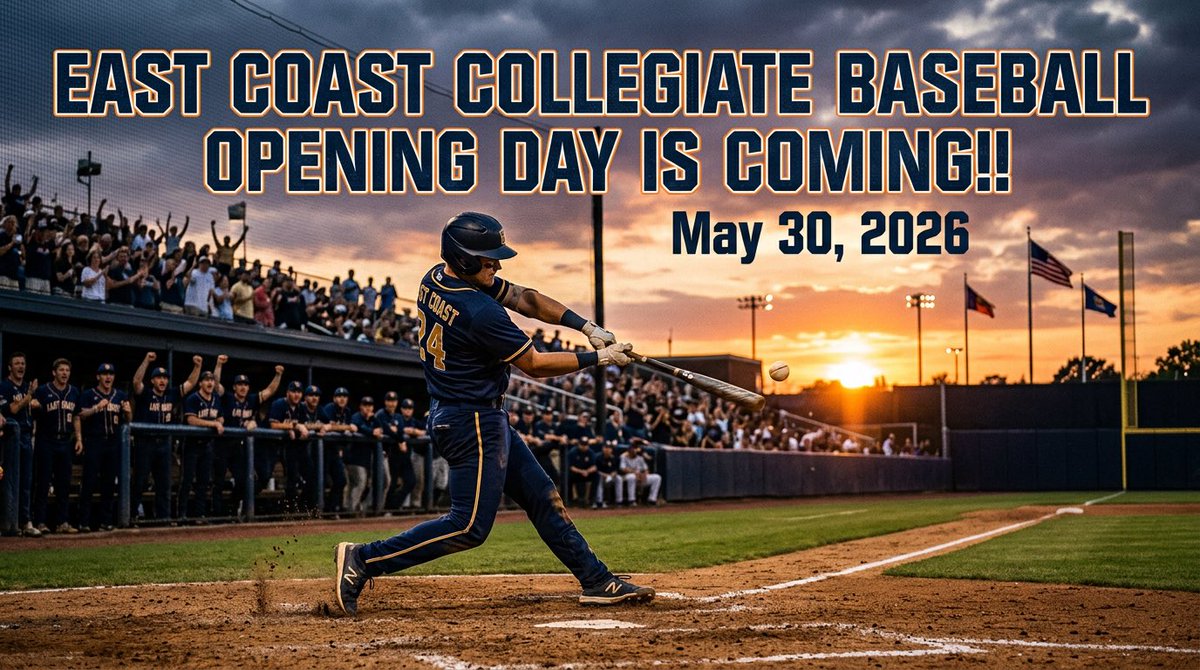 eccbl's tweet photo. The countdown is over: the East Coast Collegiate Baseball League 2026 season officially begins on May 30! ⚾️🔥
12 teams. 2 divisions. 1 ultimate goal. Who takes the crown this year? 🏆
Drop your predictions below! 👇
#ECCBL #OpeningDay #CollegeBaseball #SummerBall https://t.co/PeMKGDEx1i