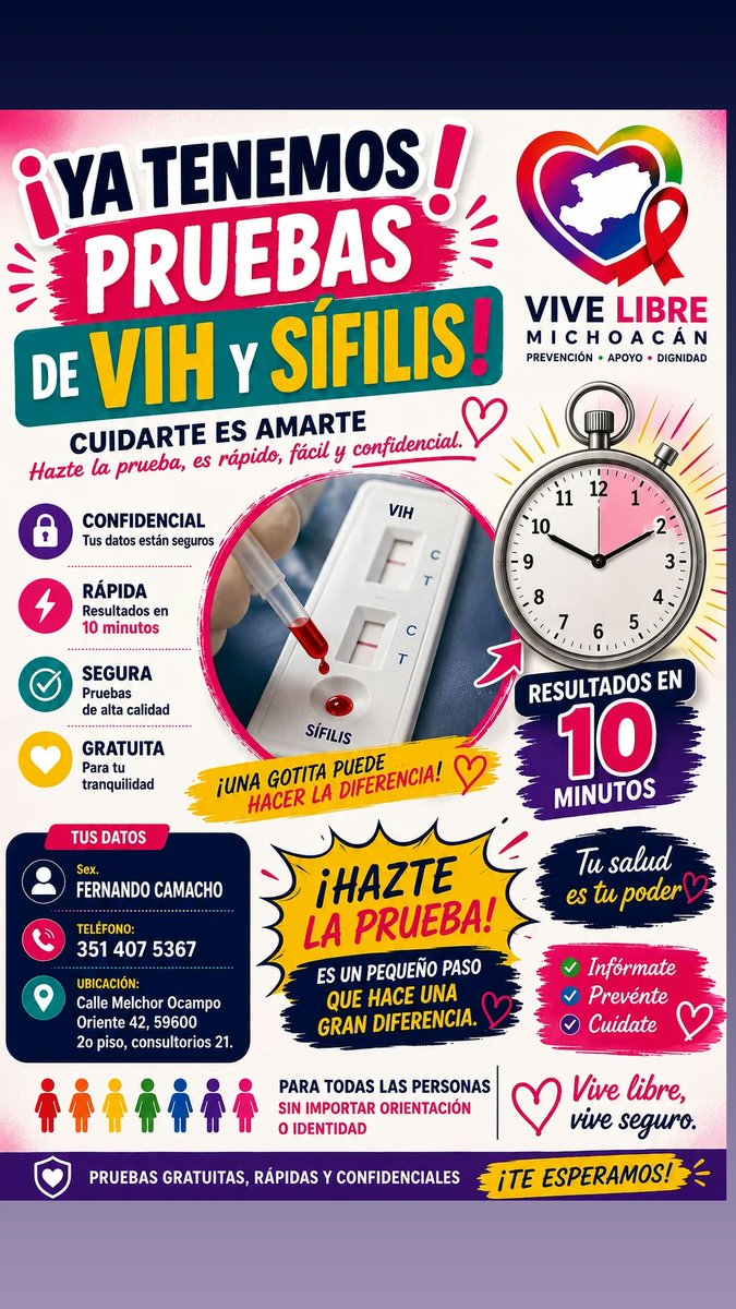 educ_sexual82's tweet photo. Ya tenemos prueba para detectar anticuerpos de vih y sífilis, no te tardas ni 10 minutos y si sale reactivo se te inicia tratamiento.
Todo con ayuda de @VIHveLibre @Alainwho que nos otro a el material y todo es ¡GRATUITO?! https://t.co/XXF8SKQA1r